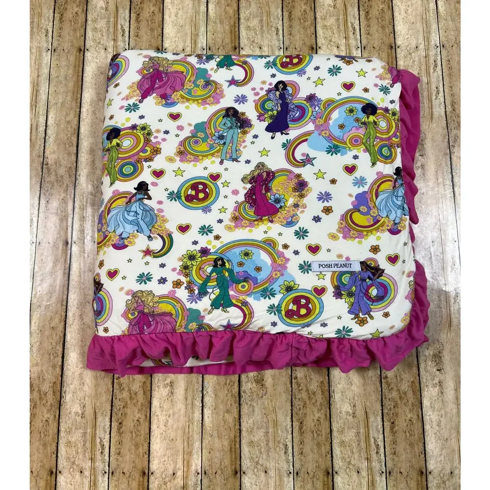 Posh Peanut Groovy Barbie Star Power Luxe Patoo Bamboo Blanket 60x60